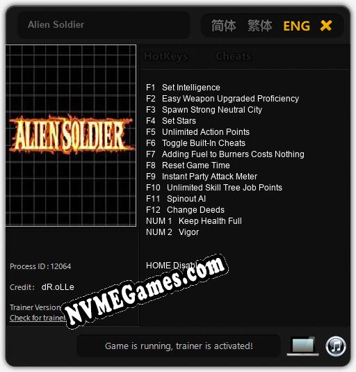 Alien Soldier: Treinador (V1.0.83)