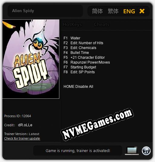 Alien Spidy: Treinador (V1.0.32)