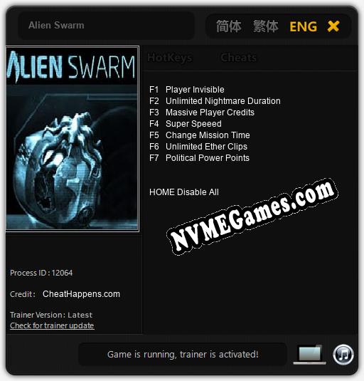 Alien Swarm: Treinador (V1.0.39)