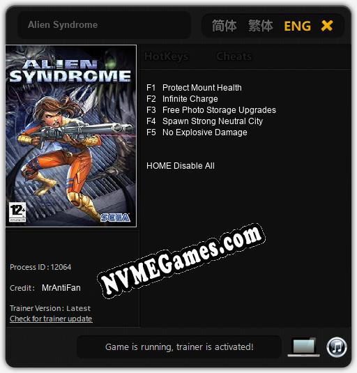 Alien Syndrome: Cheats, Trainer +5 [MrAntiFan]