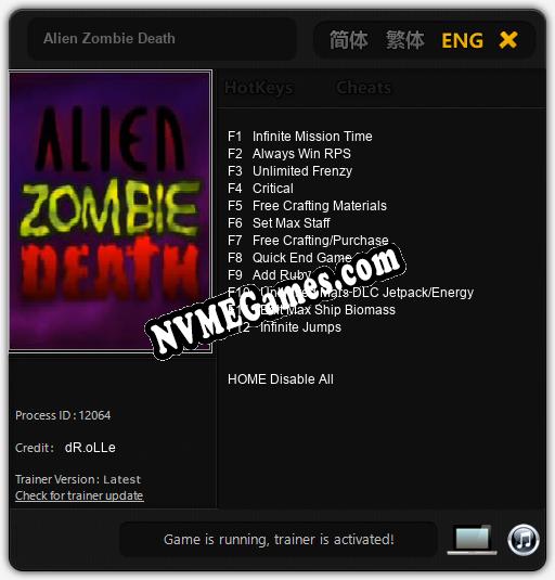 Alien Zombie Death: Treinador (V1.0.37)