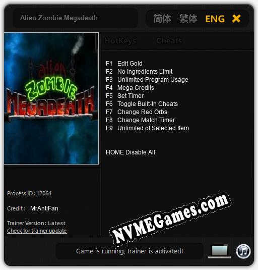 Alien Zombie Megadeath: Trainer +9 [v1.2]