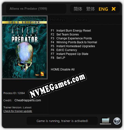 Aliens vs Predator (1999): Cheats, Trainer +8 [CheatHappens.com]