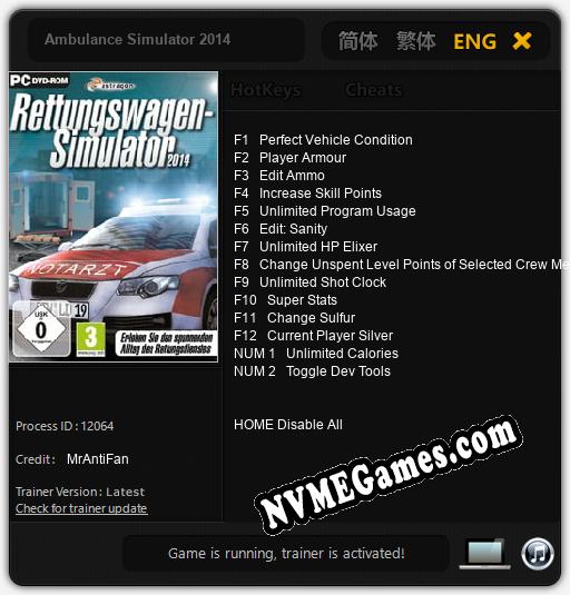 Treinador liberado para Ambulance Simulator 2014 [v1.0.5]