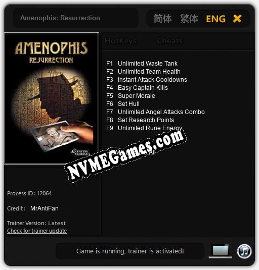 Amenophis: Resurrection: Treinador (V1.0.61)