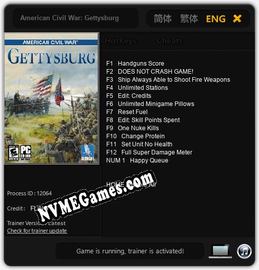 Treinador liberado para American Civil War: Gettysburg [v1.0.9]