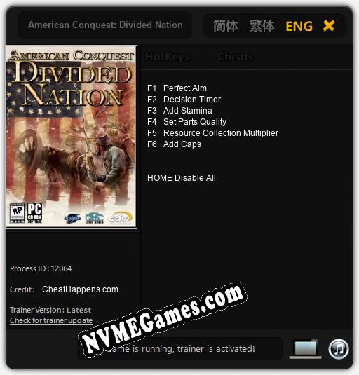 American Conquest: Divided Nation: Cheats, Trainer +6 [CheatHappens.com]