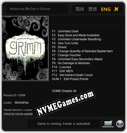 Treinador liberado para American McGee’s Grimm [v1.0.4]