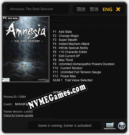 Amnesia: The Dark Descent: Cheats, Trainer +13 [MrAntiFan]