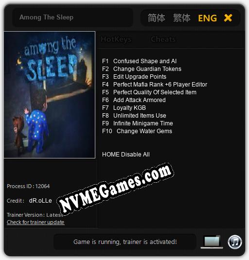 Treinador liberado para Among The Sleep [v1.0.5]