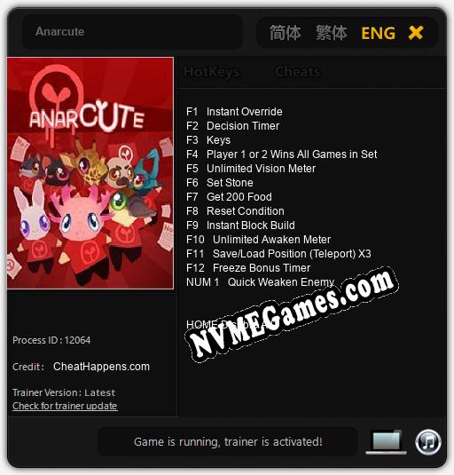 Anarcute: Cheats, Trainer +13 [CheatHappens.com]