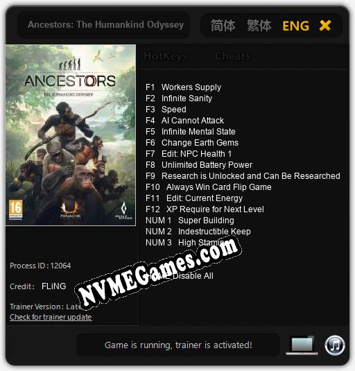 Ancestors: The Humankind Odyssey: Treinador (V1.0.6)