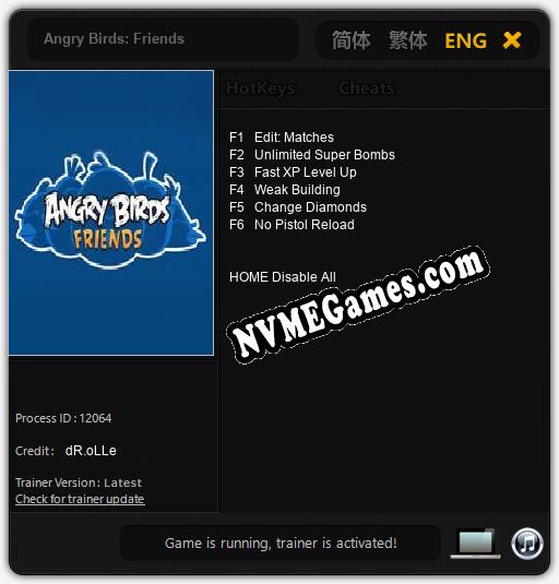 Treinador liberado para Angry Birds: Friends [v1.0.3]