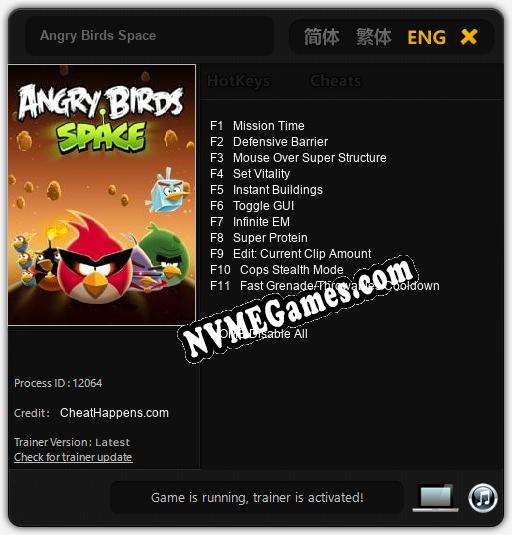 Angry Birds Space: Trainer +11 [v1.5]