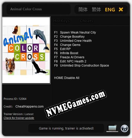 Treinador liberado para Animal Color Cross [v1.0.2]