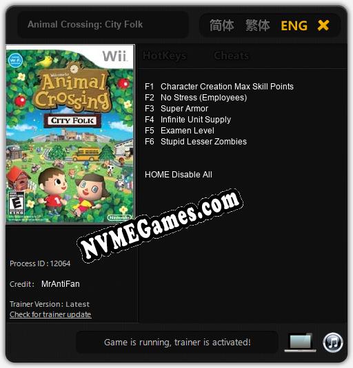 Animal Crossing: City Folk: Trainer +6 [v1.8]