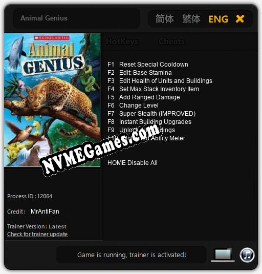 Animal Genius: Cheats, Trainer +10 [MrAntiFan]