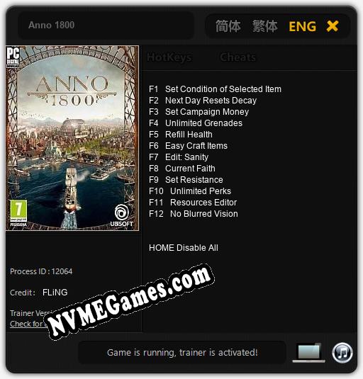 Anno 1800: Cheats, Trainer +12 [FLiNG]