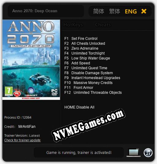 Anno 2070: Deep Ocean: Treinador (V1.0.9)