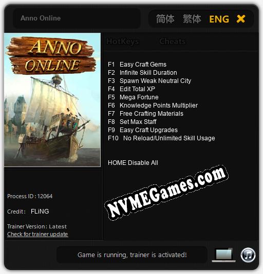 Anno Online: Cheats, Trainer +10 [FLiNG]