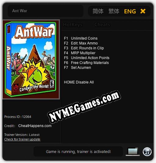 Ant War: Cheats, Trainer +7 [CheatHappens.com]