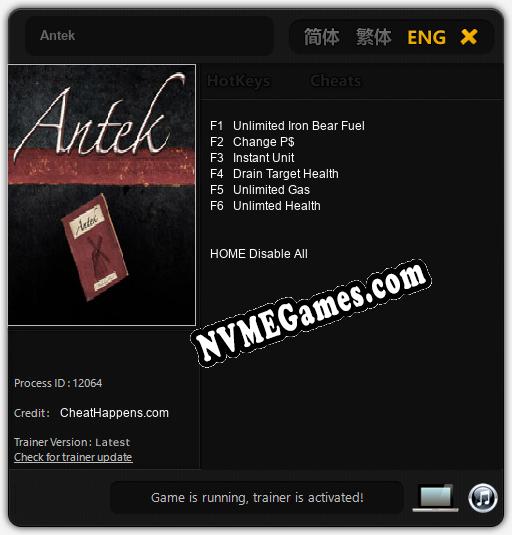 Antek: Cheats, Trainer +6 [CheatHappens.com]