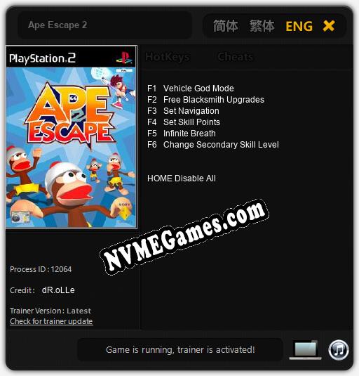 Ape Escape 2: Treinador (V1.0.86)