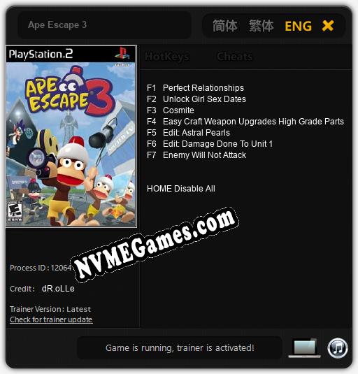 Ape Escape 3: Treinador (V1.0.72)