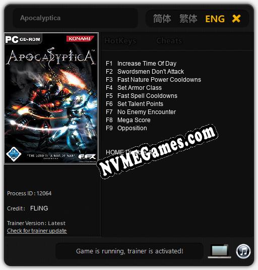 Apocalyptica: Cheats, Trainer +9 [FLiNG]