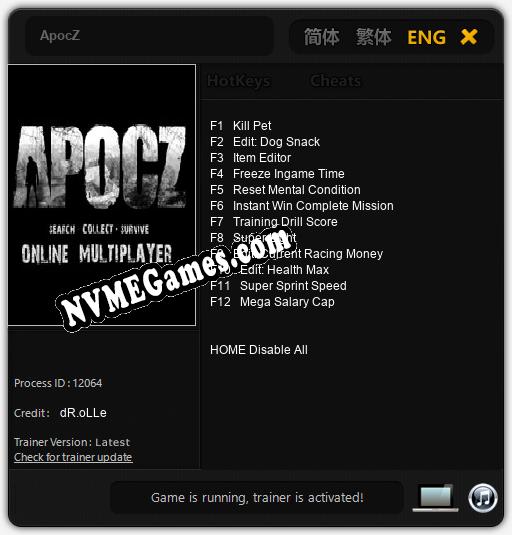 ApocZ: Cheats, Trainer +12 [dR.oLLe]