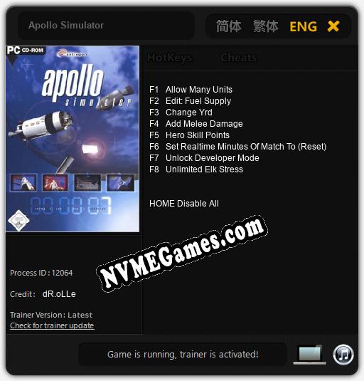 Apollo Simulator: Trainer +8 [v1.1]