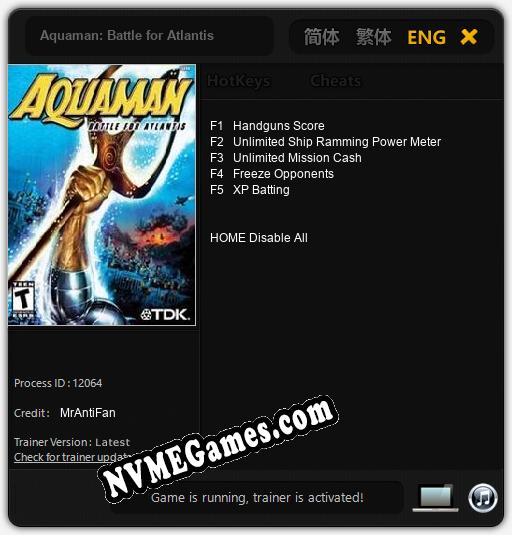 Treinador liberado para Aquaman: Battle for Atlantis [v1.0.3]