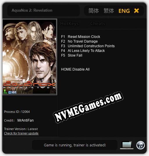 Treinador liberado para AquaNox 2: Revelation [v1.0.5]
