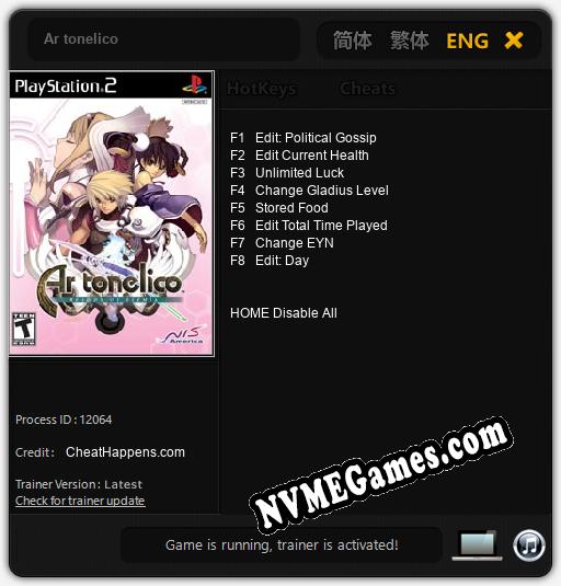 Ar tonelico: Cheats, Trainer +8 [CheatHappens.com]