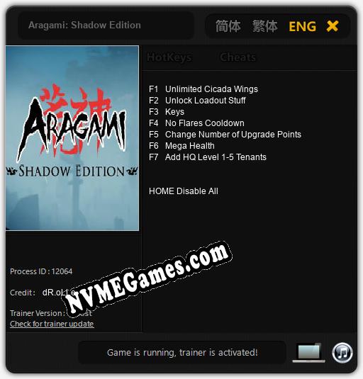 Aragami: Shadow Edition: Treinador (V1.0.45)