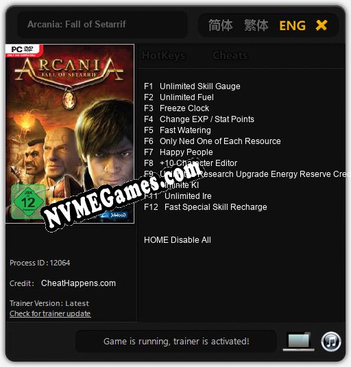 Arcania: Fall of Setarrif: Treinador (V1.0.72)