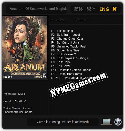 Arcanum: Of Steamworks and Magick Obscura: Cheats, Trainer +13 [dR.oLLe]