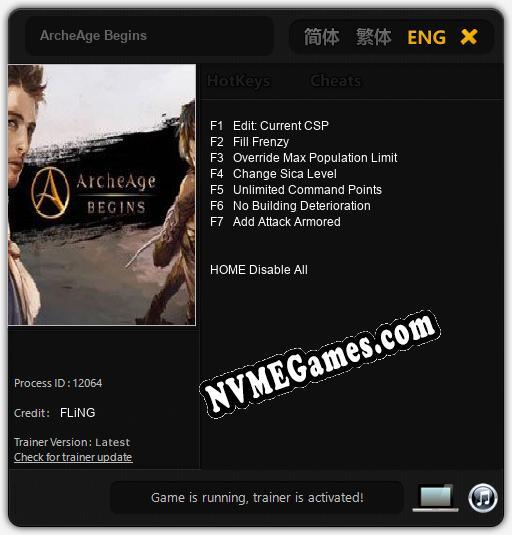 ArcheAge Begins: Treinador (V1.0.20)