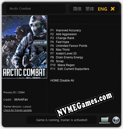 Treinador liberado para Arctic Combat [v1.0.5]