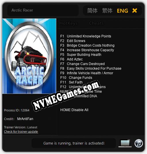 Arctic Racer: Treinador (V1.0.48)