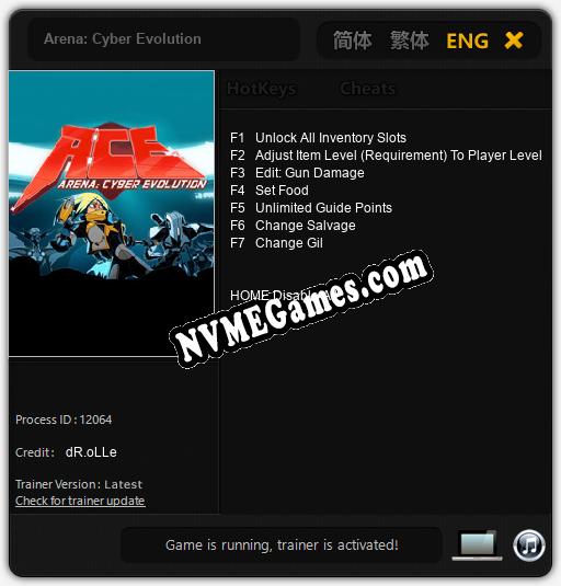 Treinador liberado para Arena: Cyber Evolution [v1.0.9]