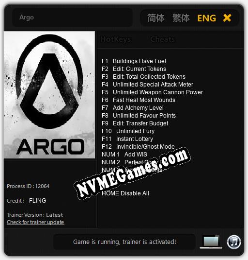 Treinador liberado para Argo [v1.0.4]