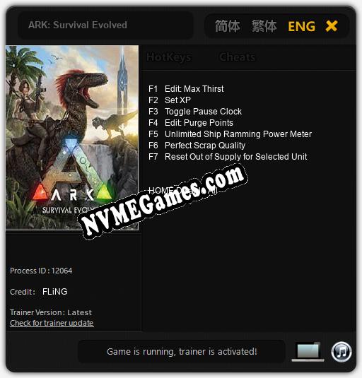 Treinador liberado para ARK: Survival Evolved [v1.0.8]