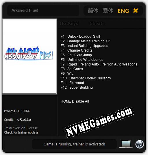 Arkanoid Plus!: Cheats, Trainer +12 [dR.oLLe]