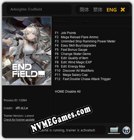 Arknights: Endfield: Treinador (V1.0.18)