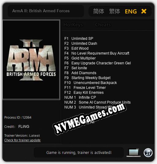 ArmA II: British Armed Forces: Trainer +15 [v1.4]