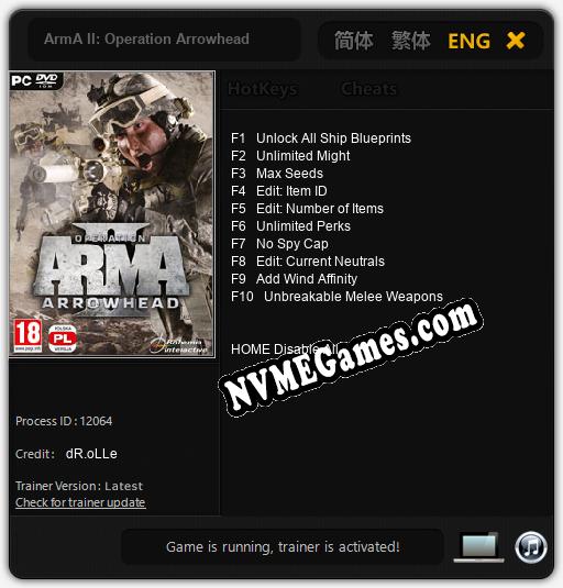 ArmA II: Operation Arrowhead: Trainer +10 [v1.9]