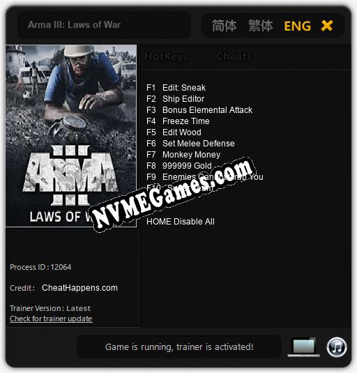 Treinador liberado para Arma III: Laws of War [v1.0.9]