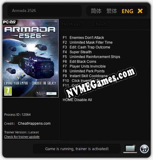 Armada 2526: Cheats, Trainer +11 [CheatHappens.com]