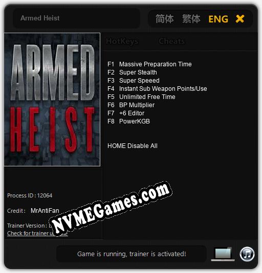 Armed Heist: Trainer +8 [v1.7]